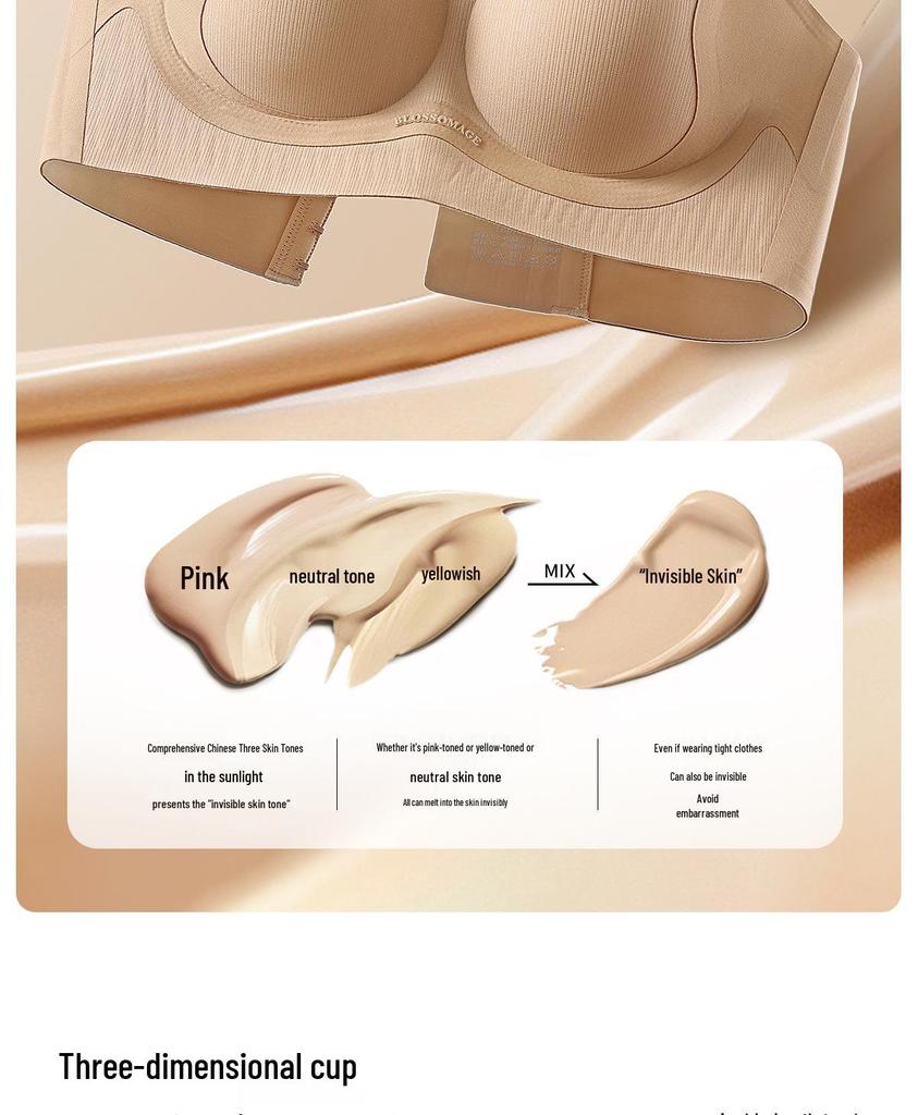 Seamless Push-Up Bra for Women - Anti-Sagging, Comfortable Fit, Side Support, Minimizing Effect.