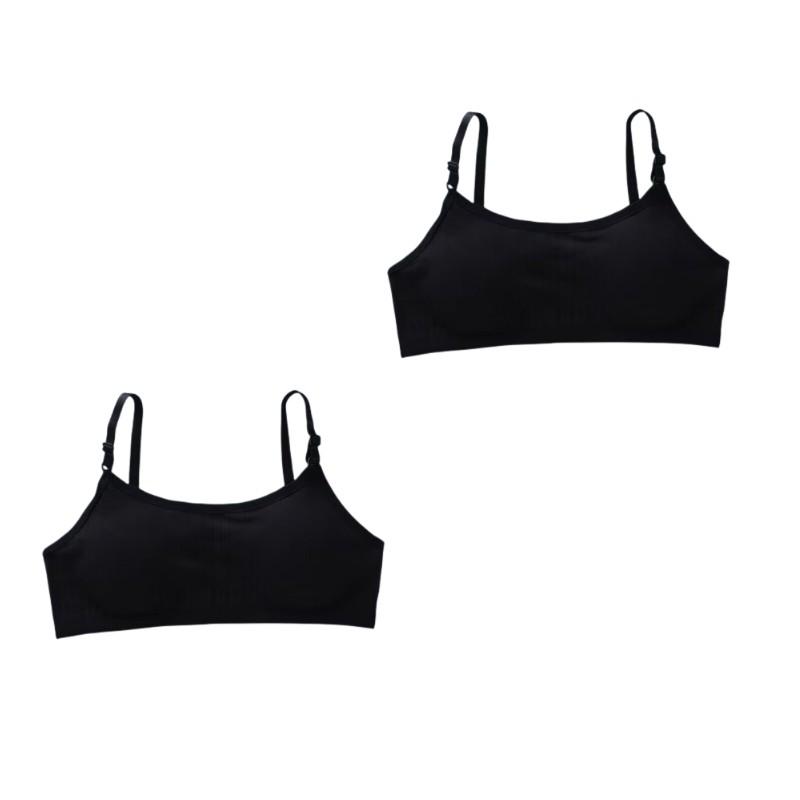 2PC Breathable Training Bra for Girls 9-13Years Teens Girl Skin-Friendly Built-Up Stretchy Sport Bra for Junior High School