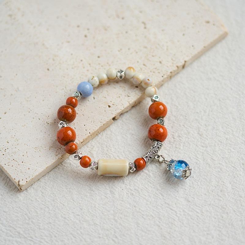 Literary Bracelet Maillard Color Jingdezhen Ceramic Bracelet Female Gift Student National Style Creative National Style Accessories