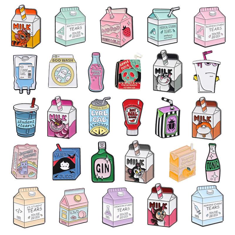 Milk Box Stylish Brooches Creative Alloy Pins For Trendy Men And Women Perfect For Summer 2024 Fashion