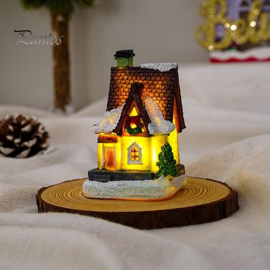 Weihnachten glühende Haus Ornament romantische warme Beleuchtung Harz Handwerk Desktop LED schneebedeckte Haus Dekoration Figur Statue Festival Geschenk