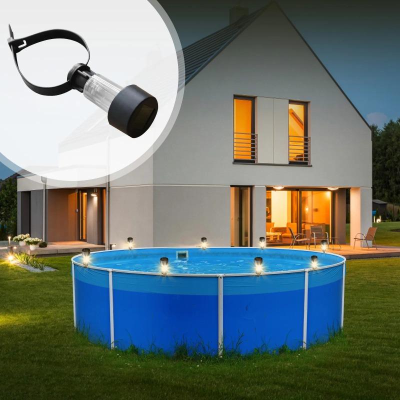 6/12PC Waterproof Solar Hanging LED Pool Light Cylinder Shape Warm White Lamp for Outdoor Garden Above Ground Pool  Lighting Use