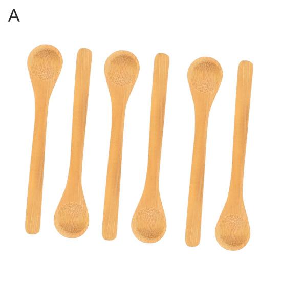 6Pcs/Set Wooden Long Handle Mini Children Home Tableware Honey Medicine Spoon