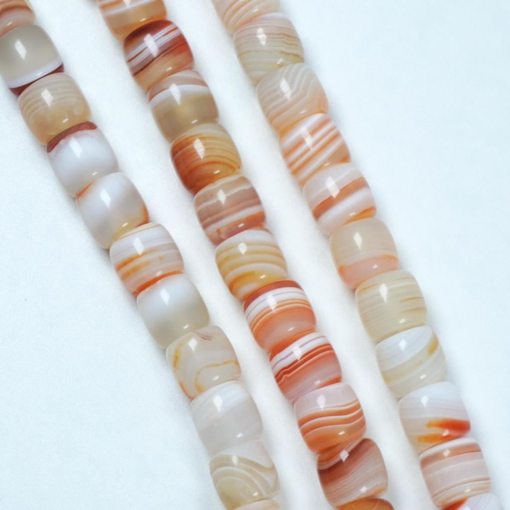 Přírodní pruhované červené achátové korálky ve tvaru válečku pro DIY buddhistické náramky Vajra Bodhi