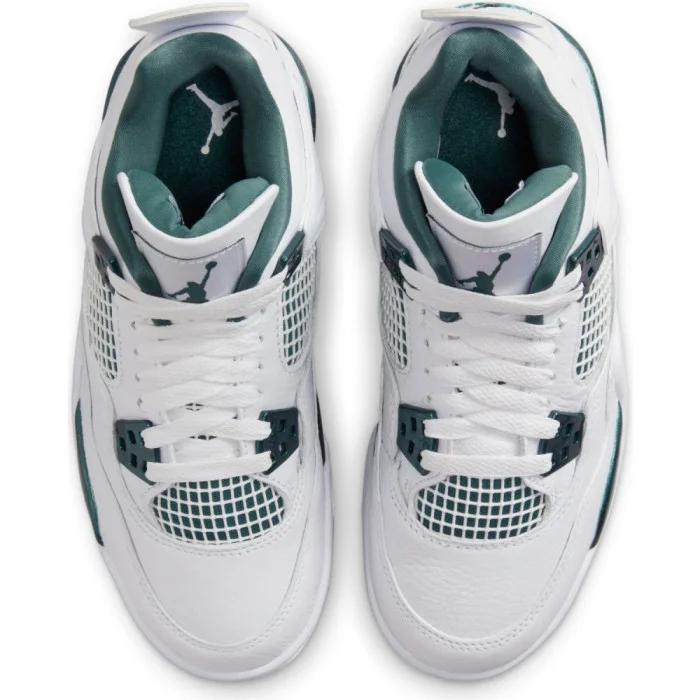 Air Jordan 4 Retro GS Oksitlenmiş Yeşil Çocuk Spor Ayakkabıları Beyaz Nötr Gri FQ8213-103