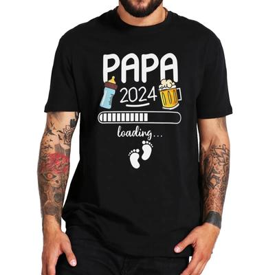 Papa 2024 T Shirt Komik Gelecek Baba Bira Severler Hediye Tee Tops Unisex O-Boyun Büyük Boy T-Shirt