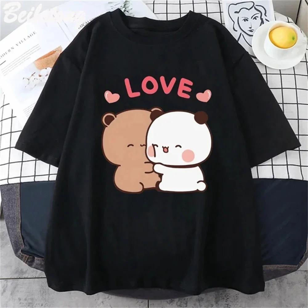 Cute Bear LOVE T Shirt Women Bubu Dudu Couple Tops Tee Summer Short Sleeve Tshirts FeUnisex Korean Casual Girl Tshirt Camisetas