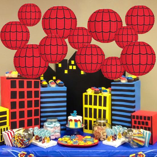 Papírová lucerna pavučina závěsná červená pavučina kulatá lucerna dekorace na Halloween domácí párty dekor