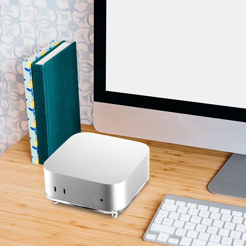 Anti-Slip Mini Desktop Computer Holder For Mac Mini M4 2024 Transparent Cooling Pc Stand Bracket Base