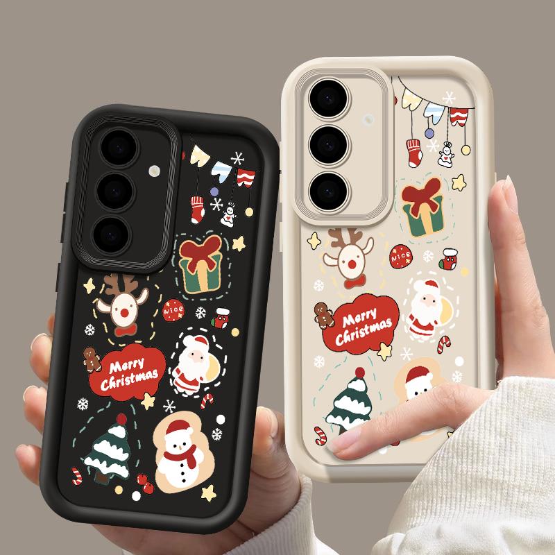 Cartoon Weihnachtsbaum Druck Hülle für Samsung S25 Ultra S24 FE S23 S22 A56 A36 A16 A15 A55 A35 TPU Weich Matt Stoßfest Handyhülle