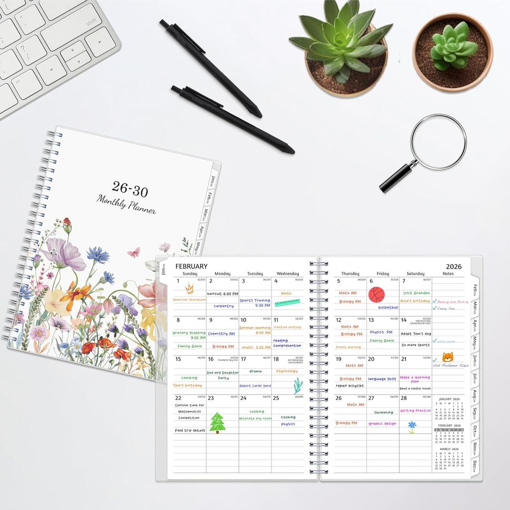 Monthly Planner 2026-2030, 5-Year Calendar Planner 2026-2030, Jan 2026 – Dec 2030, 6.2 x 8.4 In, Ruled Spread, Flexible Cover, Spiral Wirebound,