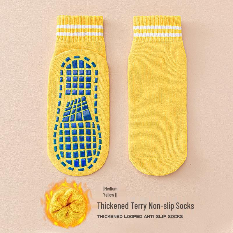 Non-Slip Thickened Trampoline Socks - Warm Indoor Yoga & Playground Socks for Adults & Kids 1-4 Years