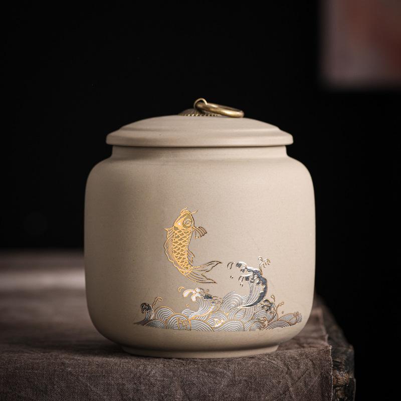 Coarse Pottery Tea Pot Ceramic Tea Container Living Room Coffee Table Decoration Accessories Home Tea Storage Box 750ML Gift