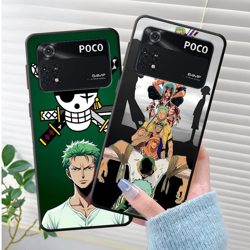Black Soft Shell Case for Xiaomi Poco X4 Pro M5s M7 X3 NFC C40 C50 X5 C75 F3 F7 X7 C71 M3 M4 Pro C51 C61 One Piece Zoro Anime