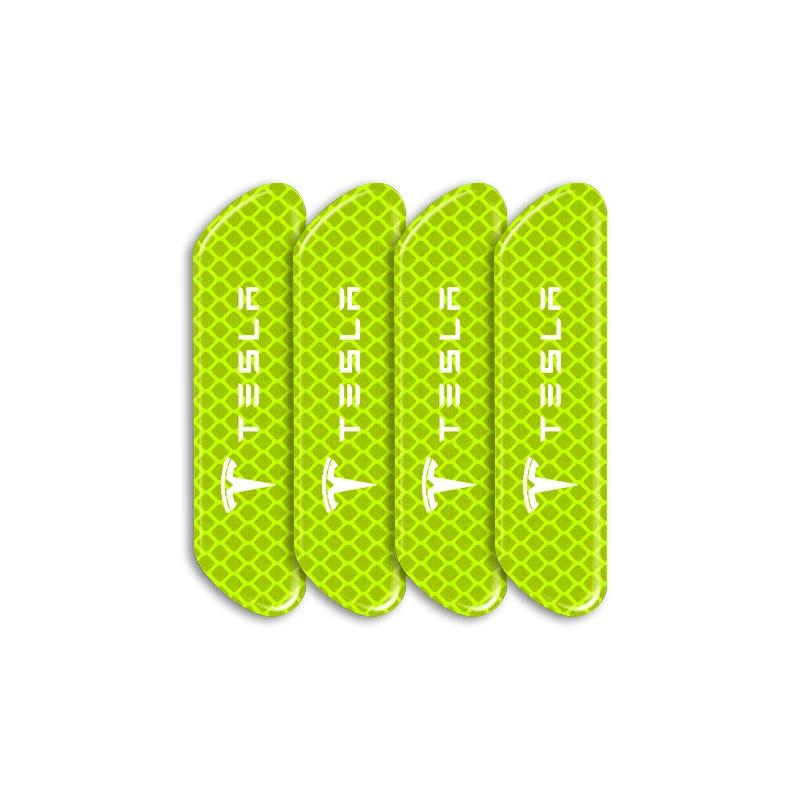 

4PCS/set Car Reflective Strips Warning Stickers Badge for Tesla Model 3 / Y 2022 2021 Center Console Containersr Car Styling зелёный