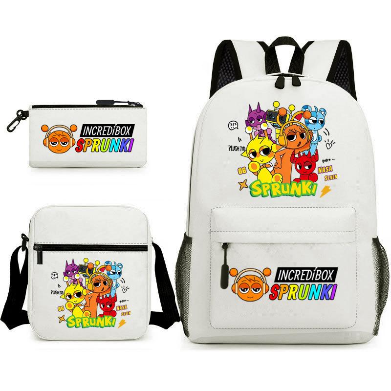New Game Merchandise Primary School Bag Rhythm Box Sprunki Cartoon Starry Sky Backpack 3-piece Set L