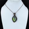 Green Dendrite Opal Gemstone Jewelry Pure Copper Wire Wrapped Handmade Pendant For Gift