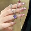 SUMENG Purple Pink Black Crystal Heart Pendant Necklace Sweet Cool Girl Punk Clavicle Chain For Women Fashion Jewelry Gifts