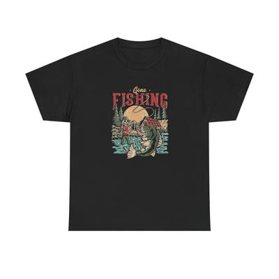 Gone Fishing Graphic T Shirt Unisex Cotton Tee Gift NEW