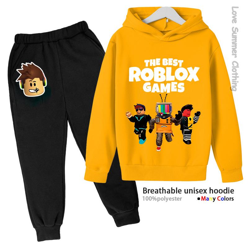 Roblox Chlapecká Mikina Tepláková Souprava Věk 4-14 HD Potisk Podzimní Novinky Pohlaví Tenká Fleecová Mikina Set Ležérní Unisex Tepláková Souprava Polyester