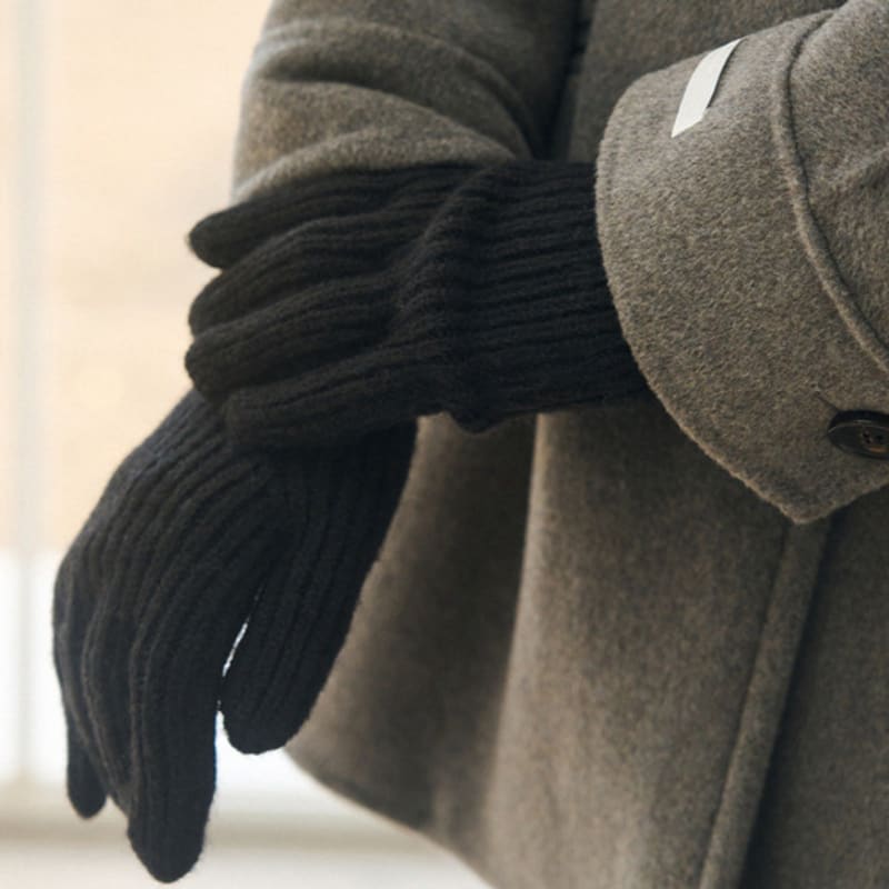 DRAWFIT WOMEN Fingerhole Ribbed Wool Long Gloves [4COLORS]