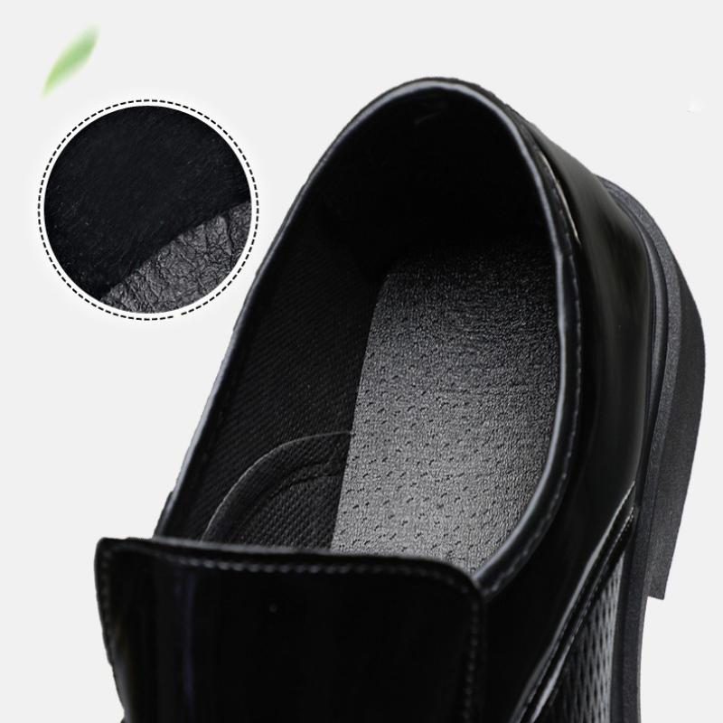 Classic Men's Leather Shoes Black Men's Dress Shoes High Quality Comfortable Business Shoes Lacquer Leather Outdoor Wedding Shoe