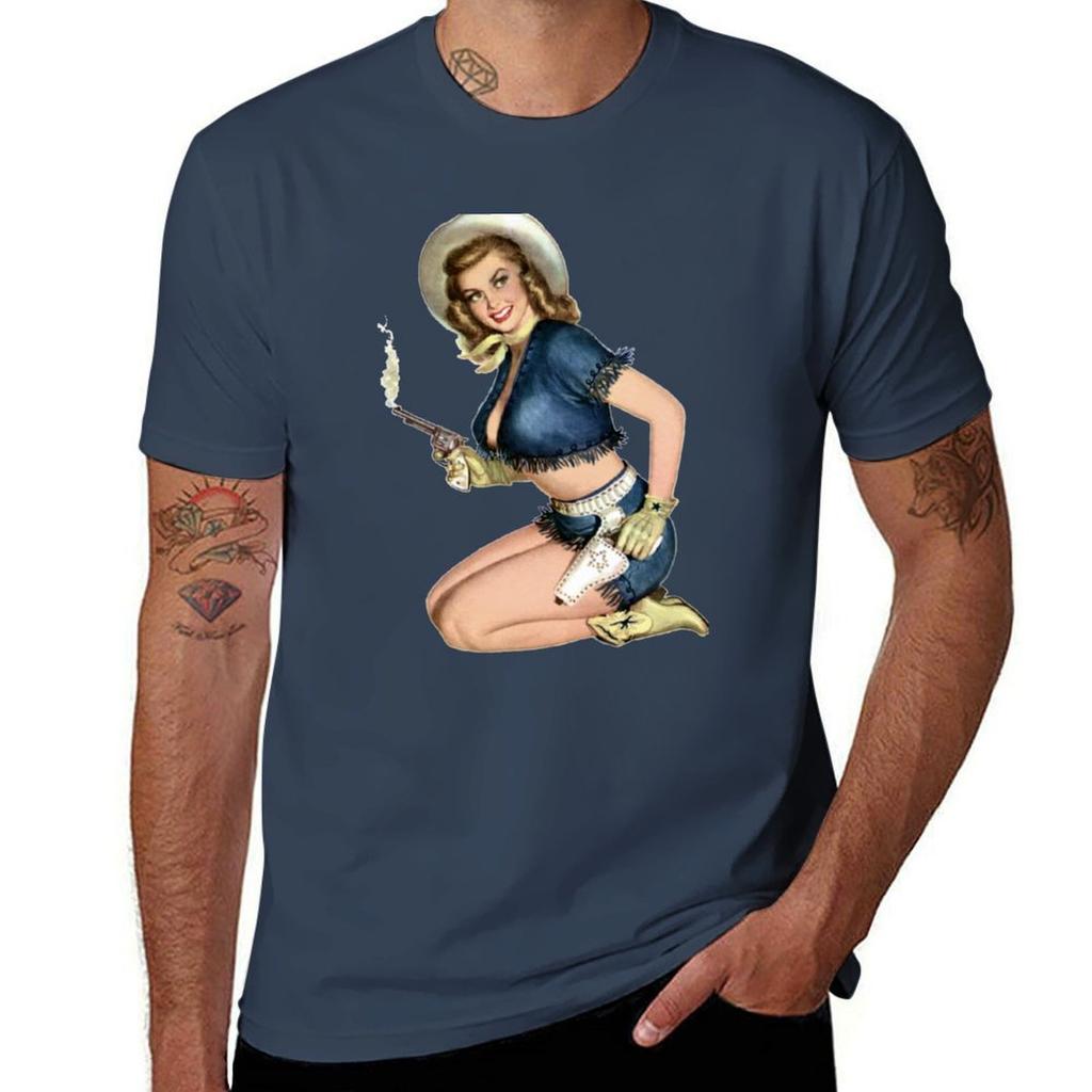 Cowgirl Pinup T-Shirt Graphic T Shirts for Man T Shirt Man Designer T-Shirt