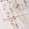 Famous Camellia Pearl Long Necklace For Women Double Layer Collane Lunghe Donna Rose Flower Sweater Chain Necklace