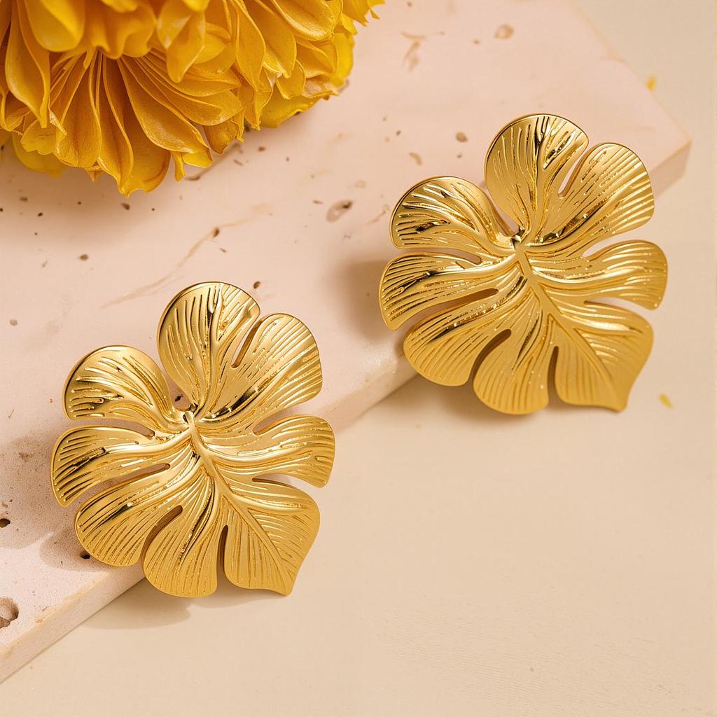 Geometric Irregular 18k Gold Titanium Steel Earrings for Women