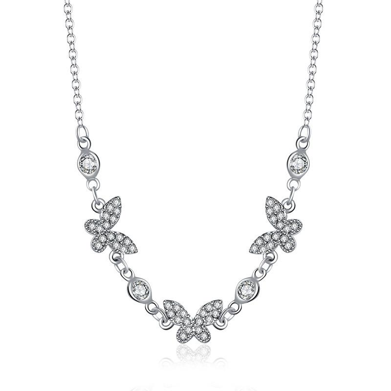 Chic Simple Butterfly Pendant Necklace For Women Unique Design In Silver Gold And