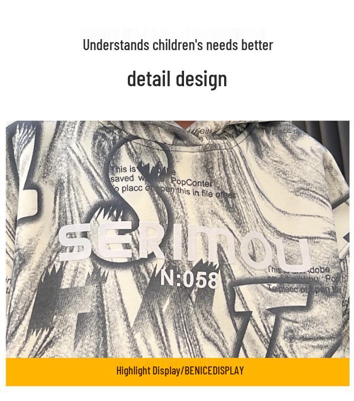 Boys' 2025 Spring & Autumn Hooded Sweatshirt - Trendy Children's Fashion for Middle & Big Kids