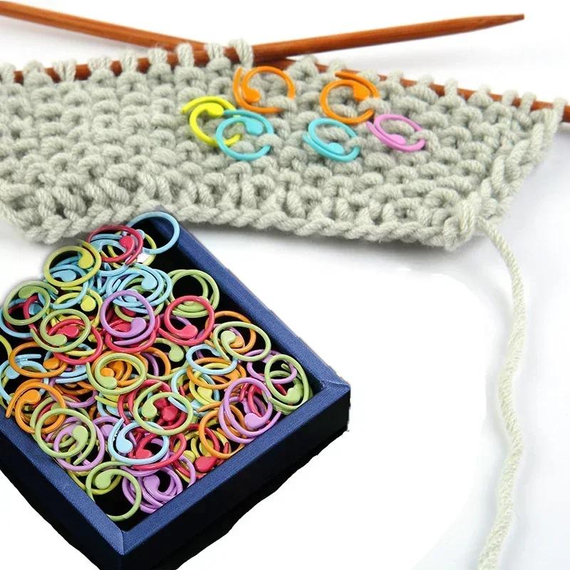 30/100pcs Zinc Based AlloyKnitting Stitch Markers Spiral Multicolor Painted Marker Buckle Crochet Lock Knit Needle Clip