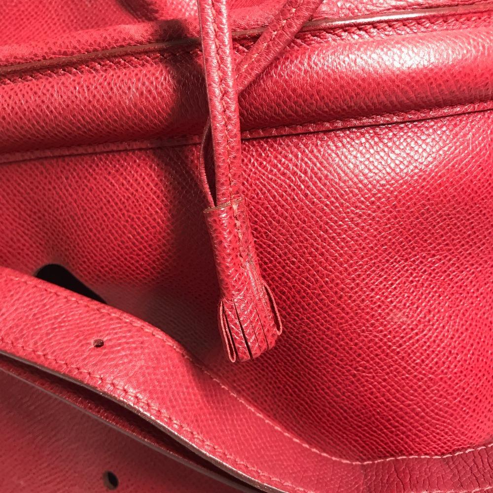 HERMES Tassel fringe Manjoire Drawstring bag Shoulder Bag Courchevel Red