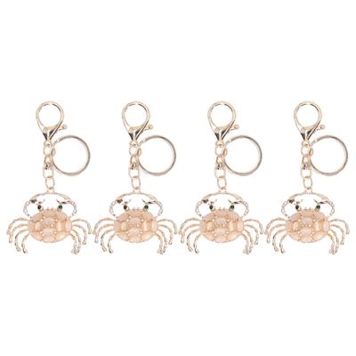 4Pcs Cute Crab Keychain Purse Buckle Pendant Fashion Car Keyring Metal for Women Bag