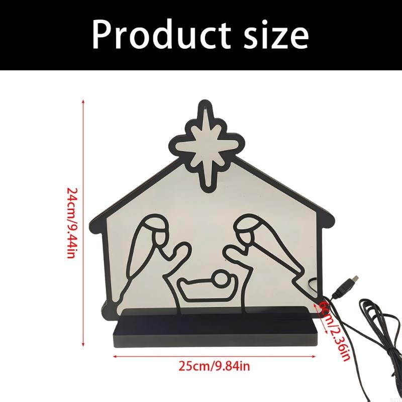 Traditional LED Lighting Nativity Scene Atmospheres Table Ornament PVC Texture Suitable for Home and Event Decors M4YD