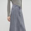 Broadcast Women's Elegant Back Slit Denim Midi Skirt