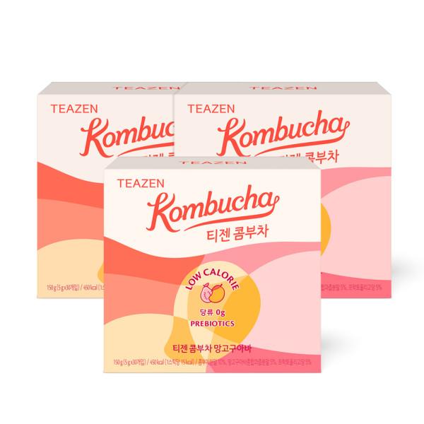 Teazen Kombucha Mango Guava 30 sticks x 3 boxes, Korea Kombucha