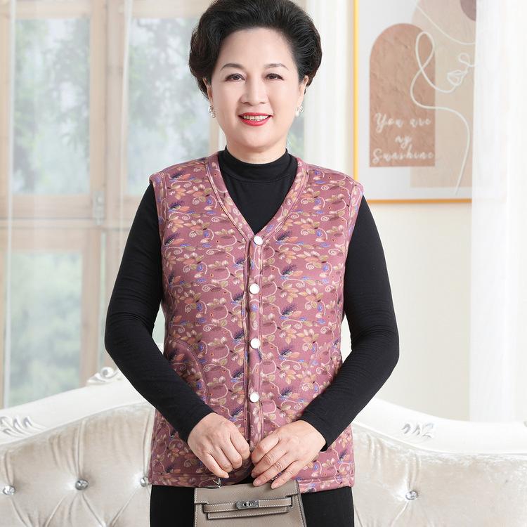 Seniors' Vest Female Grandma Autumn New Vest Jacket Mother Plus Velvet Thickened Vest Elderly Casual Clothes