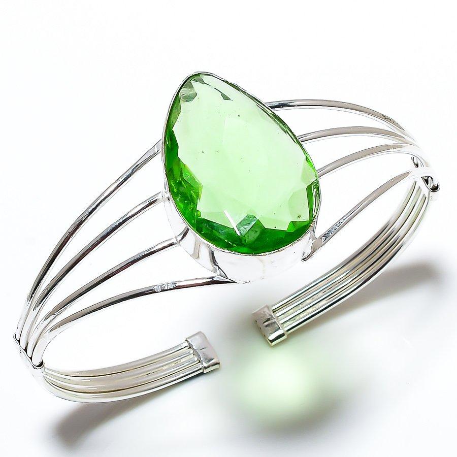 

Tsavorite Gemstone Handmade Ethnic Cuff Jewelry Bracelet AdjustableSR-2672