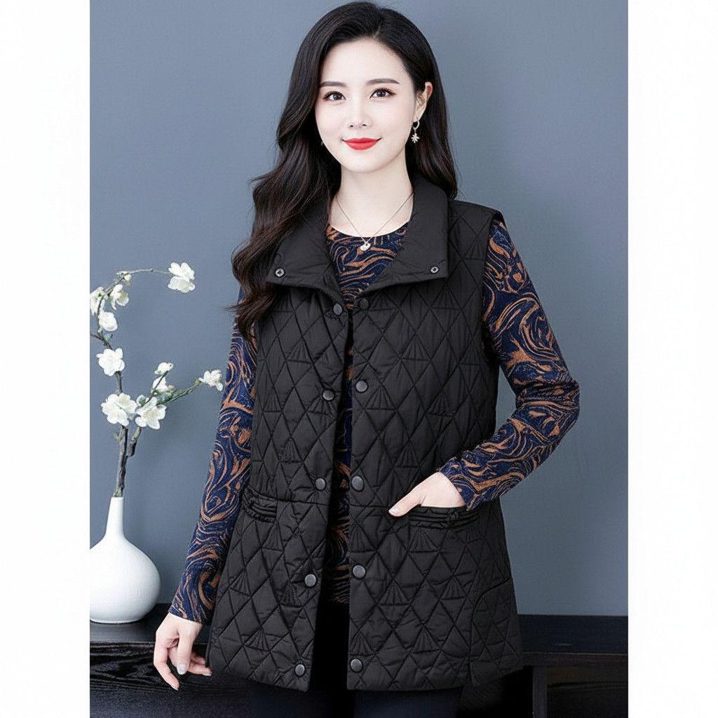 200 Jin Plus-Size Women's High-End Cotton Padded Vest - Thick, Warm, Flesh-Covering, Slimming Jacket