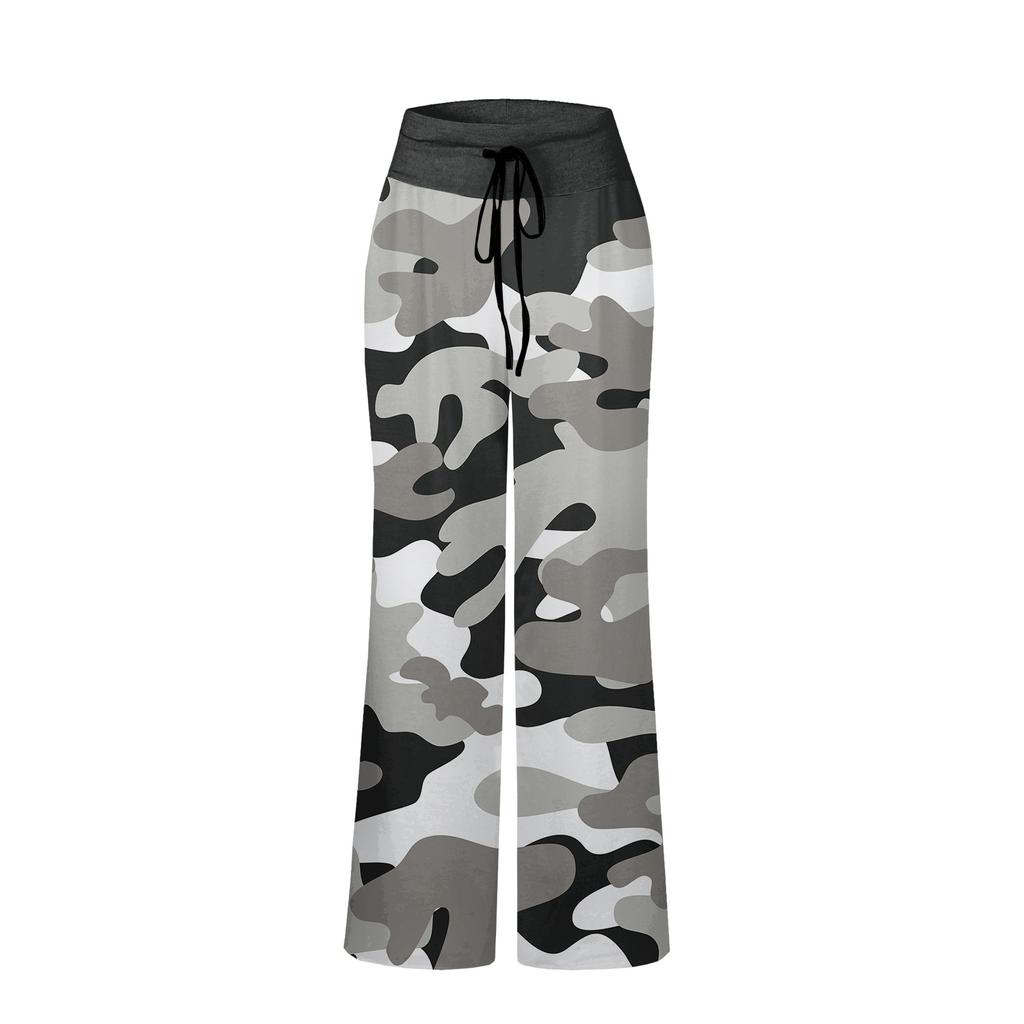 Women's Comfortable Pajamas Printed Drawstring Wide Leg Pants