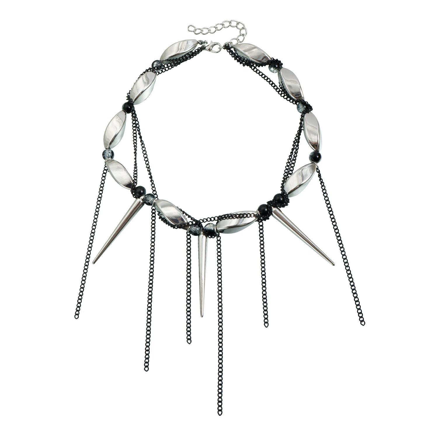 Accessories Dark Less Tapered Spiral Beaded Necklace ins Spice Girl Air Gun Black Tassel Necklace