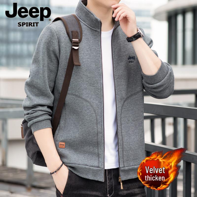 

JP2024 Autumn/Winter Men s Fleece-lined Knitted Cotton Cardigan JC5522 XL/Recommended ~80 kg серый