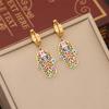 316L Stainless Steel New Fashion Fine Jewelry Zircon Colorful Eyes Palm Heart Charm Chain Necklaces Bracelets Earrings For Women