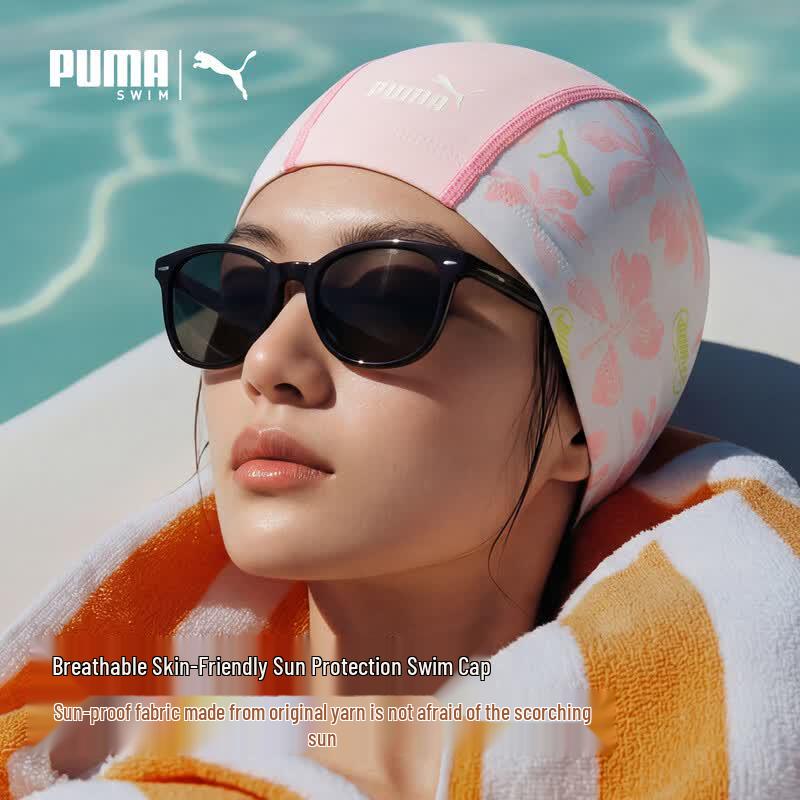 PUMA Adult Fabric Swimming Cap for Long Hair Hair Protection Friendly