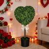1/2Pcs Artificial Heart Topiary Tree Love Heart Topiary Stake with Rainbow Bow Indoor Outdoor Garden Porch Faux Shrubs Plants Decoration