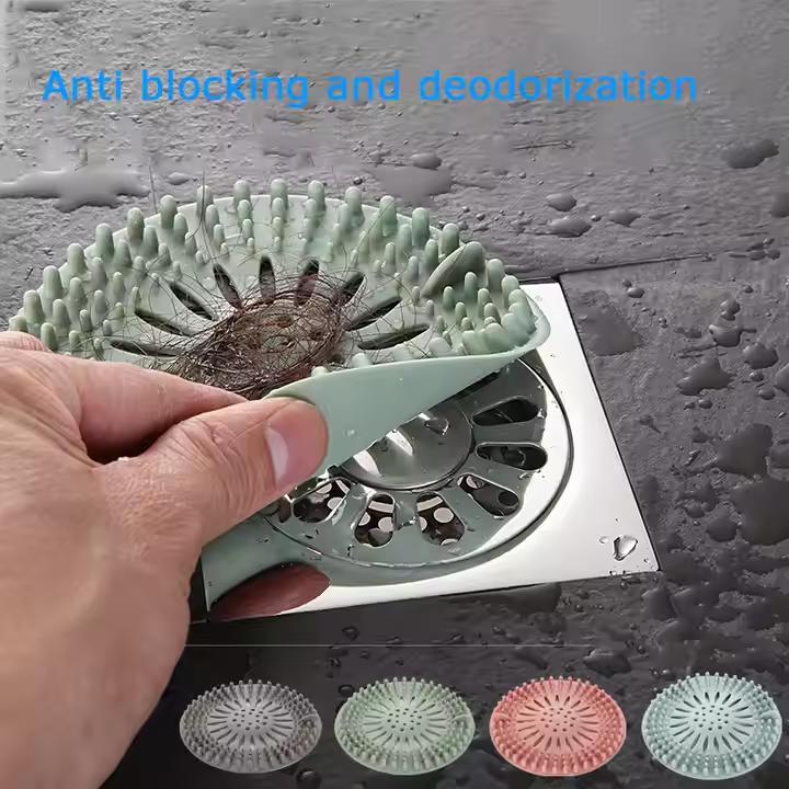 Durable Silicone Bathtub Hair Stopper Hair Catcher Filter Screen Shower Floor Drain Covers Protector Eco-Friendly Anti-Corrosion
