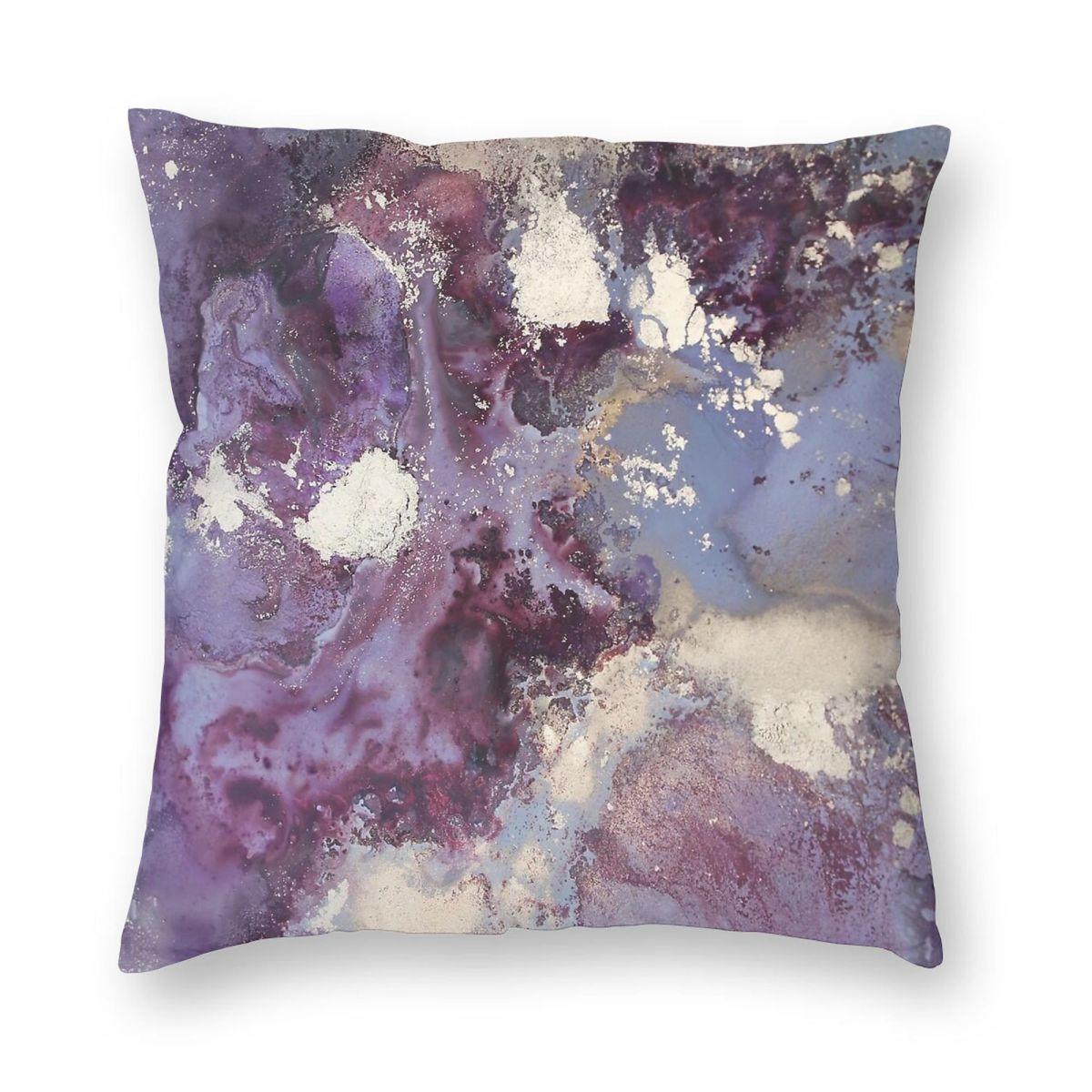 Abstract Fluid Art Eggplant Square Pillowcase Polyester Linen Velvet Pattern Zip Decorative Throw Pillow Car Cushion Cover x 30x30cm