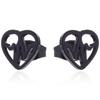 Korean Black Star & Moon Heartbeat Gesture Stainless Steel Earrings