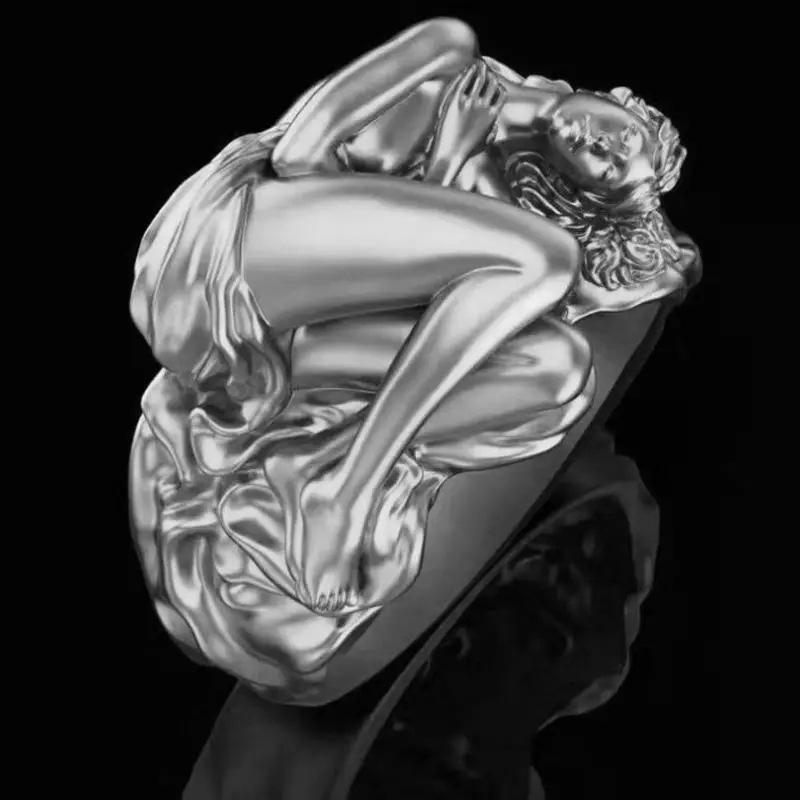 Popular Fashion Rings with Exquisite Creativity, Multi Person Couples' Palm Sized Beauties, Exaggerated Series of Character Rings
